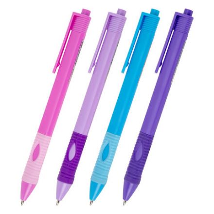 Ручка шариковая автоматическая эргономичная с грипом STAFF "Profit 500 PASTEL COLOR", СИНЯЯ, узел 0,7 мм, линия письма 0,35 мм, 144492