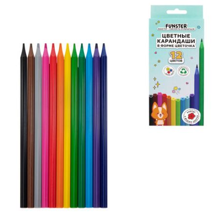 Карандаши цветные FUNSTER (ФАНСТЕР), 12 цветов, фигурный корпус в форме цветочка, 182069