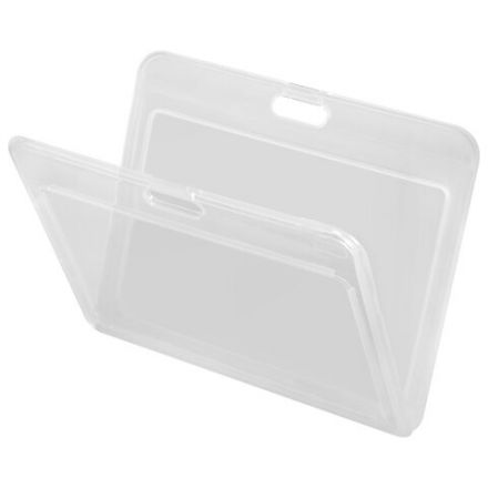 Бейдж горизонтальный (54х85 мм) на 2 карты, с лентой 45 см, ЗАЩИТА ОТ ВЛАГИ И ПЫЛИ, BRAUBERG EXTRA, 238823