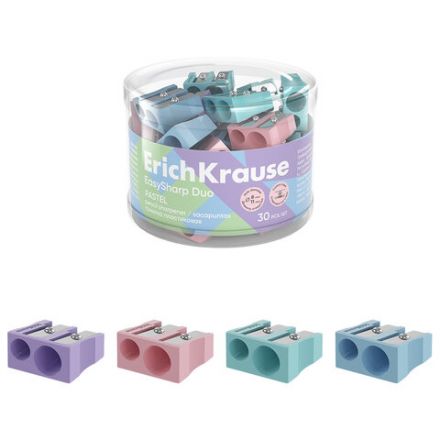 Точилка ERICH KRAUSE "EasySharp Pastel", 2 отверстия, клиновидная, корпус ассорти, 60011