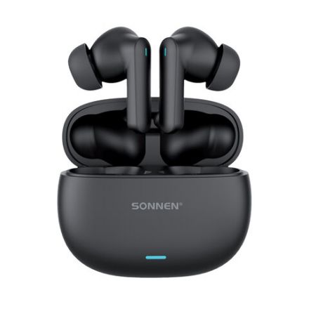 Наушники беспроводные TWS внутриканальные, гибридное шумоподавление ANC + ENC, SONNEN PREMIUM EP-BH33B, Bluetooth 5.3, черные, 514123