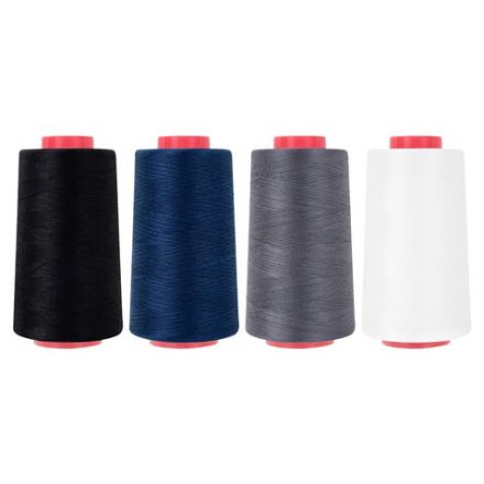 Нитки швейные 40/2 5000 ярд. (4572 м), Набор 4 цвета, бел/сер/син/черн, DEVELIA (Девелиа), 665619