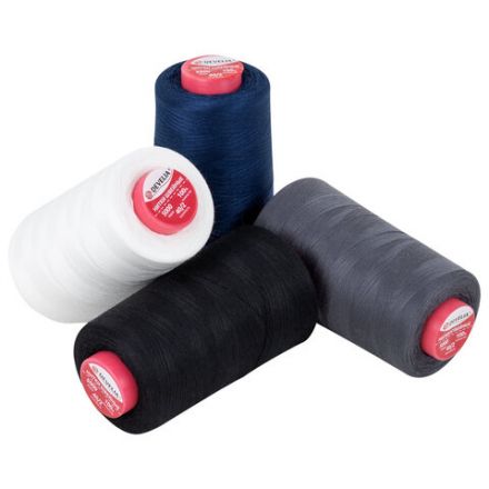 Нитки швейные 40/2 5000 ярд. (4572 м), Набор 4 цвета, бел/сер/син/черн, DEVELIA (Девелиа), 665619