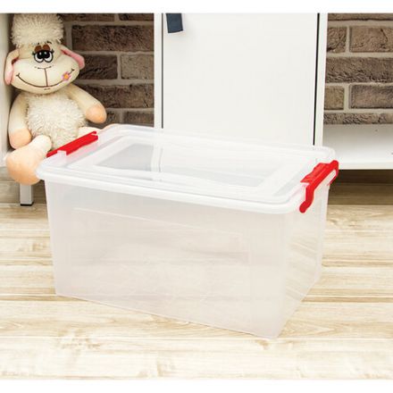 Ящик-контейнер для хранения 25 л, С КРЫШКОЙ НА ЗАЩЕЛКАХ, 24х48х32 см, прозрачный, IDEA, М 2867, М2867 Ящик-контейнер для хранения 25 л, С КРЫШКОЙ НА ЗАЩЕЛКАХ, 24х48х32 см, прозрачный, IDEA, М 2867, М2867