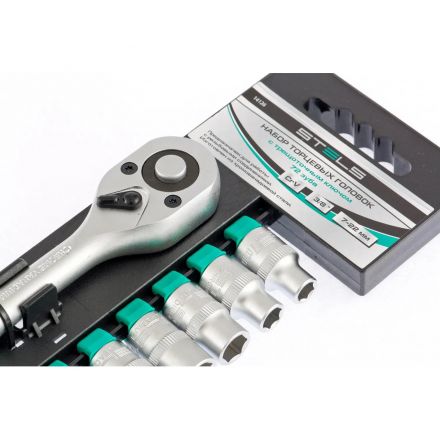 Набор головок торцевых с трещотк. Stels 11 предм 3/8 (7-22 мм) CrV (14126)