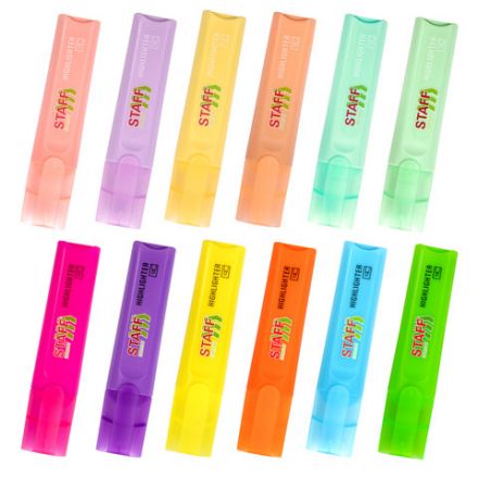 Набор текстовыделителей 12 ЦВЕТОВ, STAFF "EVERYDAY HL-720", 6 неоновых цветов + 6 пастельных цветов, линия 1-5 мм, 152557