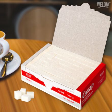 Сахар-рафинад WELDAY (ВЭЛДЭЙ), 1 кг (180 кусочков, размер 15х16х21 мм), 622405