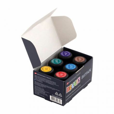 Краски акриловые для витража "Декола", 6 цветов по 20 мл, в банках, Невская Палитра, 42411064