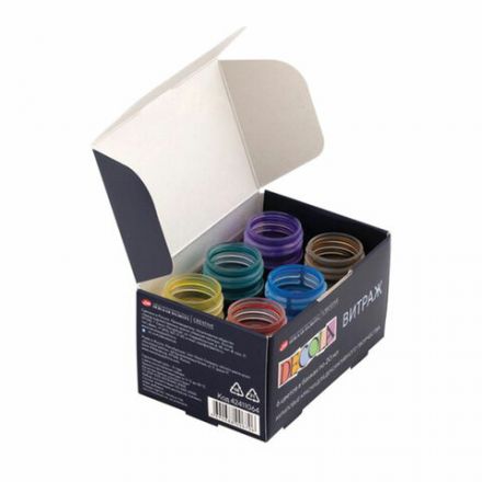 Краски акриловые для витража "Декола", 6 цветов по 20 мл, в банках, Невская Палитра, 42411064