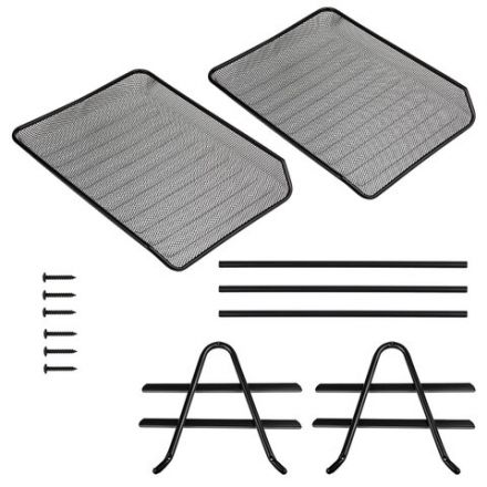 Лоток горизонтальный металлический для бумаг, 2 секции, BRAUBERG "Germanium", А4 (355х205х295 мм), черный, 231950