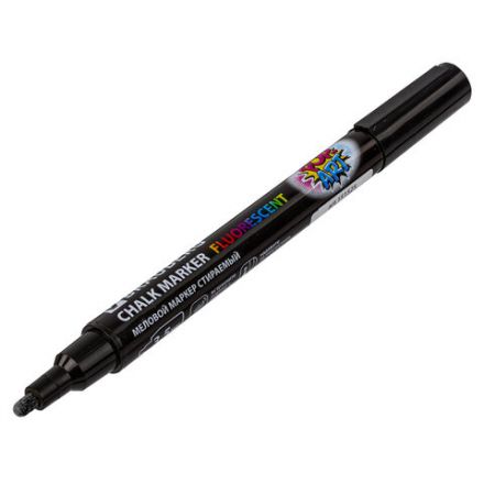 Маркер меловой "POP-ART" ЧЕРНЫЙ, 3,5 мм, стираемый, для гладких поверхностей, BRAUBERG, 151525