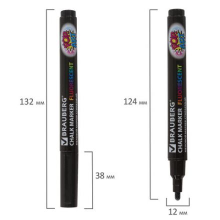 Маркер меловой "POP-ART" ЧЕРНЫЙ, 3,5 мм, стираемый, для гладких поверхностей, BRAUBERG, 151525