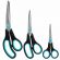 Ножницы BRAUBERG SOFT GRIP, НАБОР 3 штуки (140, 190, 230 мм), эргономичные черно-бирюзовые ручки, ВЫГОДНАЯ УПАКОВКА, 238411