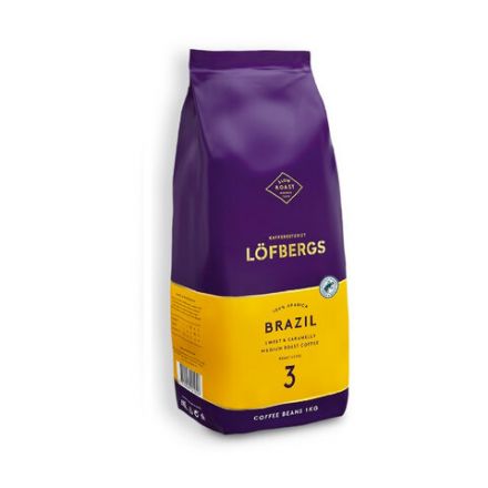 Кофе в зернах LOFBERGS "Brazil", 1 кг, арабика 100%, Швеция, 42672