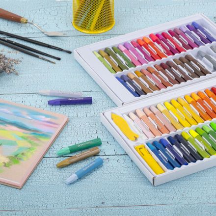 Пастель масляная восковые мелки утолщенные 72 цвета с точилкой, держателем и стеком, BRAUBERG PREMIUM, 272715 Пастель масляная восковые мелки утолщенные 72 цвета с точилкой, держателем и стеком, BRAUBERG PREMIUM, 272715