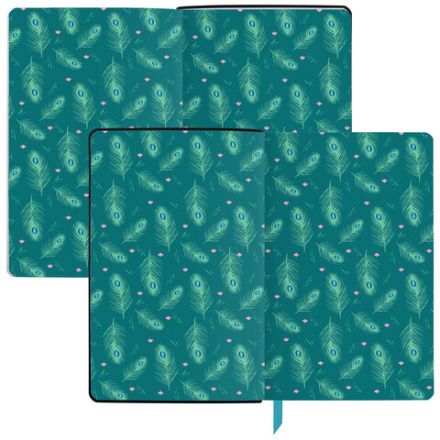 Ежедневник недатированный А5 (138х213 мм), BRAUBERG VISTA, под кожу, гибкий, 136 л., "Peacocks", 112032