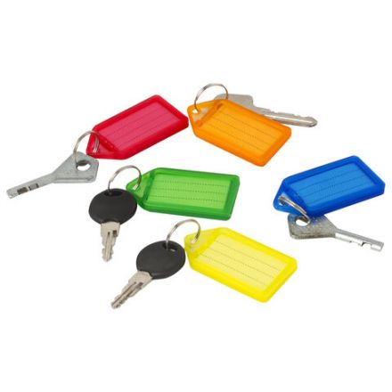 Бирки для ключей КОМПЛЕКТ 20 ШТ., длина 55 мм, инфо-окно 39х22 мм, АССОРТИ, BRAUBERG, 237495