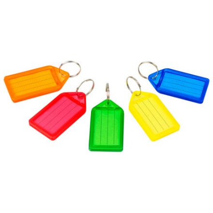 Бирки для ключей КОМПЛЕКТ 20 ШТ., длина 55 мм, инфо-окно 39х22 мм, АССОРТИ, BRAUBERG, 237495