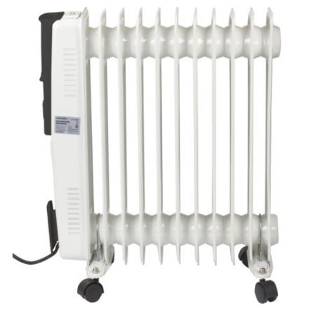 Обогреватель масляный SONNEN DFS-11, 2500 Вт, 11 секций, белый, 453500