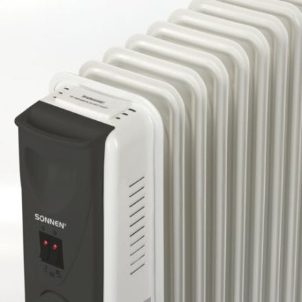 Обогреватель масляный SONNEN DFS-11, 2500 Вт, 11 секций, белый, 453500