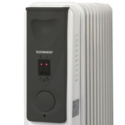 Обогреватель масляный SONNEN DFS-11, 2500 Вт, 11 секций, белый, 453500