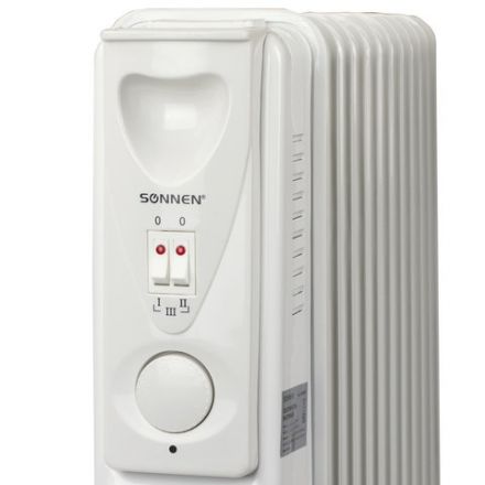 Обогреватель масляный SONNEN DFS-11, 2500 Вт, 11 секций, белый, 453500