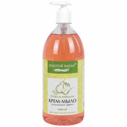 Мыло-крем жидкое 1 л, ЗОЛОТОЙ ИДЕАЛ "Груша и миндаль", дозатор, 609426