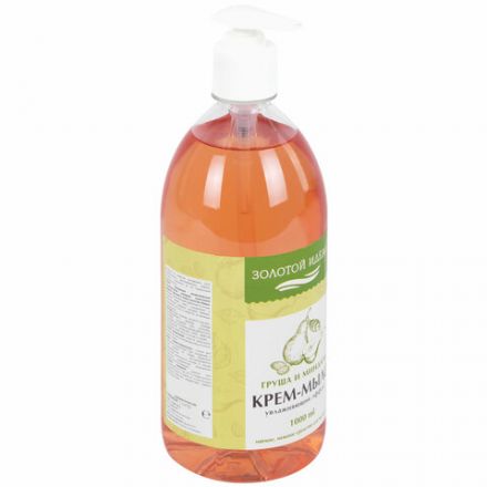 Мыло-крем жидкое 1 л, ЗОЛОТОЙ ИДЕАЛ "Груша и миндаль", дозатор, 609426