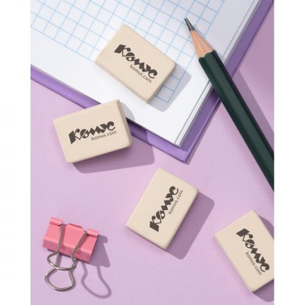 Ластик прямоугольный Комус, натуральный каучук, 26x18x8мм, белый