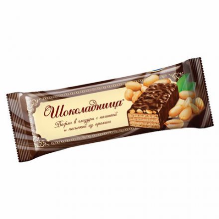 Вафли глазированные КОЛОМЕНСКОЕ "Шоколадница" с орехами, 40 шт. по 30 г, в шоубоксе