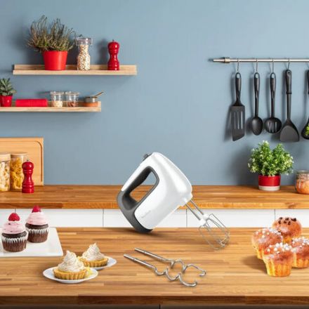 Миксер MOULINEX HM460110, 500 Вт, 5 скоростей, 2 венчика, 2 крюка для теста, белый, 7211004400 Миксер MOULINEX HM460110, 500 Вт, 5 скоростей, 2 венчика, 2 крюка для теста, белый, 7211004400