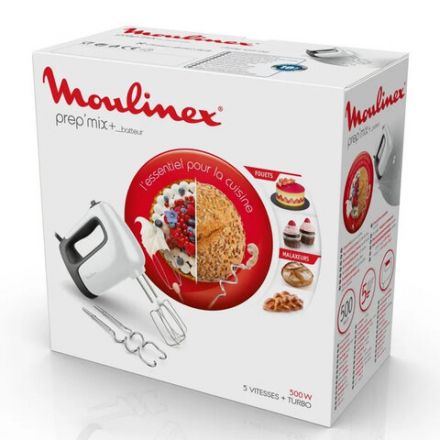 Миксер MOULINEX HM460110, 500 Вт, 5 скоростей, 2 венчика, 2 крюка для теста, белый, 7211004400 Миксер MOULINEX HM460110, 500 Вт, 5 скоростей, 2 венчика, 2 крюка для теста, белый, 7211004400