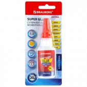 Клей моментальный ультрапрочный суперклей BRAUBERG EXTRA, 20 г, МАКСИМАЛЬНЫЙ ОБЪЕМ, 608101 Клей моментальный ультрапрочный суперклей BRAUBERG EXTRA, 20 г, МАКСИМАЛЬНЫЙ ОБЪЕМ, 608101