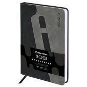 Ежедневник датированный 2026, А5, 138x213 мм, BRAUBERG "Assistant", под кожу, держатель, черный, 117376