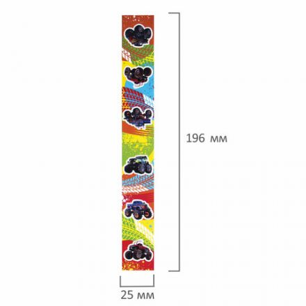 Закладки для книг с магнитом "МОНСТР-ТРАК", набор 6 шт., блестки, 25x196 мм, ЮНЛАНДИЯ, 111636 Закладки для книг с магнитом "МОНСТР-ТРАК", набор 6 шт., блестки, 25x196 мм, ЮНЛАНДИЯ, 111636