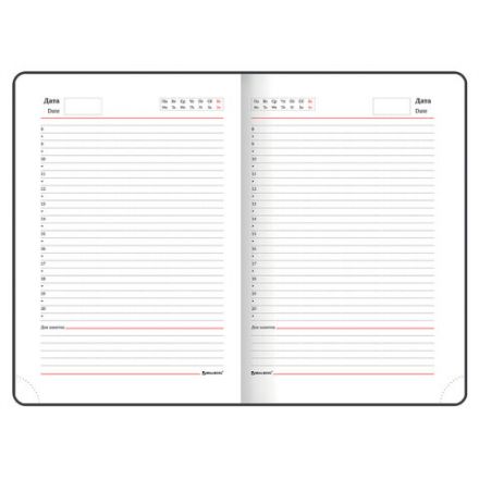 Ежедневник недатированный А5 (138х213 мм), BRAUBERG "AIM", под кожу, 136 л., черный, 113421