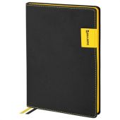 Ежедневник недатированный А5 (138х213 мм), BRAUBERG "AIM", под кожу, 136 л., черный, 113421