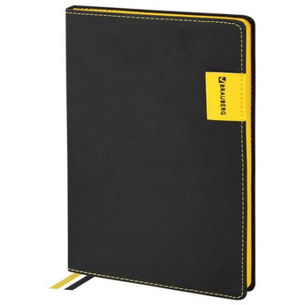 Ежедневник недатированный А5 (138х213 мм), BRAUBERG "AIM", под кожу, 136 л., черный, 113421