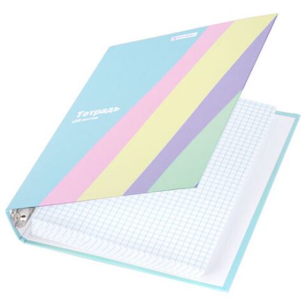 Тетрадь на кольцах А5 175х215 мм, 120 л., твердый картон, клетка, BRAUBERG, кросс-серия PASTEL, 405198