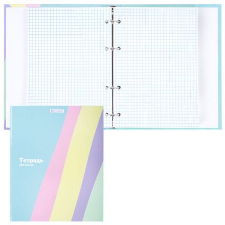 Тетрадь на кольцах А5 175х215 мм, 120 л., твердый картон, клетка, BRAUBERG, кросс-серия PASTEL, 405198