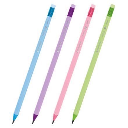 Набор карандашей чернографитных с ластиком BRAUBERG "PASTEL" 12 шт., HB, 181997