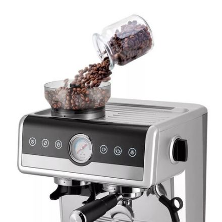 Кофейная станция KITFORT КТ-7413, 2250 Вт, объем 2,6 л, для зерен 220 г, ручной капучинатор, серая