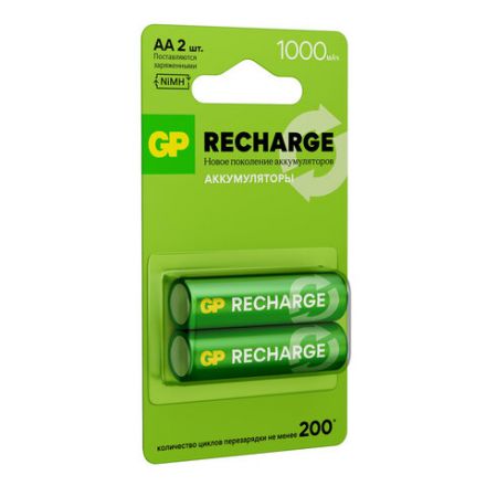 Батарейки аккумуляторные GP ReCharge Ni-Mh пальчиковые КОМПЛЕКТ 2 шт., АА (HR6) 1000 mAh, 100AAHCV, 100AAHCV-2CRSB Батарейки аккумуляторные GP ReCharge Ni-Mh пальчиковые КОМПЛЕКТ 2 шт., АА (HR6) 1000 mAh, 100AAHCV, 100AAHCV-2CRSB