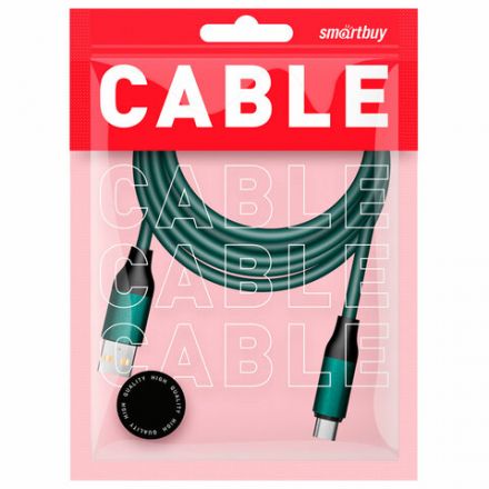 Кабель BOLD USB – Type-C, 1 м, 3 А, SMARTBUY, для быстрой зарядки и передачи данных, толстый, мятный, 18119, 3112BOLD-MINT