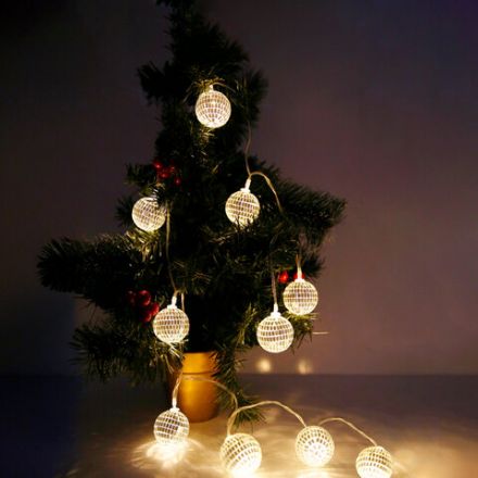 Электрогирлянда-нить комнатная "Диско-шары", 1,5 м,10 LED, тёплый белый, батарейки, ЗОЛОТАЯ СКАЗКА, 591731