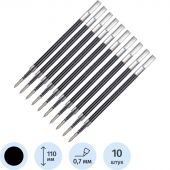 Стержень гелевый 110мм черн., 0,7 мм, 10шт/уп