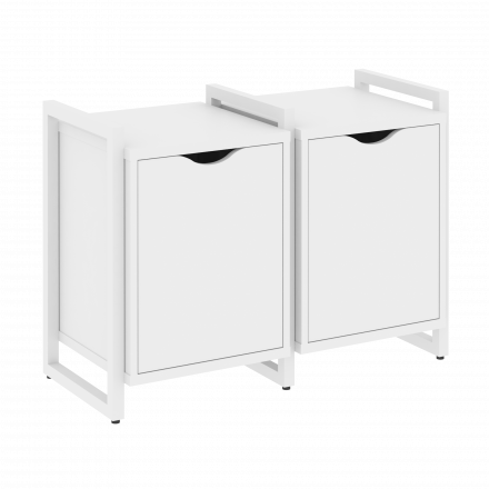 Loft Тумба на регулируемых опорах наборная. Вариант №2 VR.L-TN-2.O Белый бриллиант/Белый металл 970*460*719