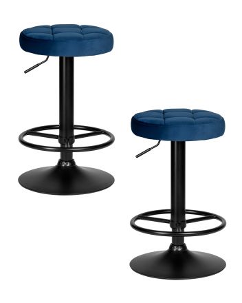 Набор 2 шт Табурет барный DOBRIN BRUNO BLACK, синий велюр (MJ9-117)