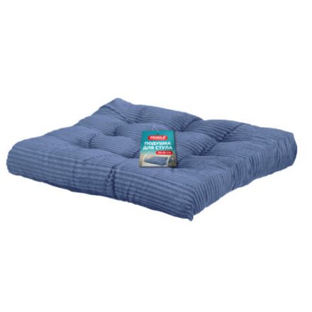 Подушка на стул "ВЕЛЬВЕТ" 38х38 см, полиэстер, синяя, PRIMILA (ПРИМИЛА) CLASSIC, 700505