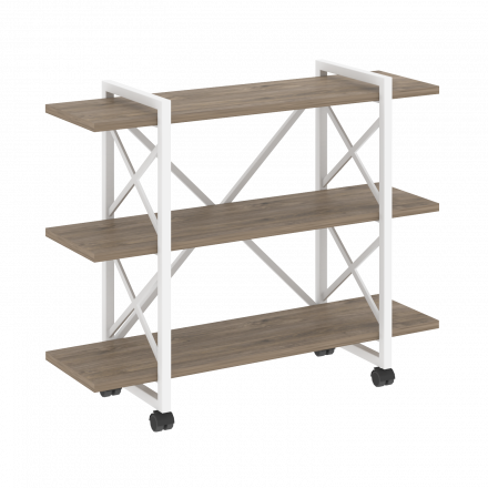 Loft Стеллаж на колесных опорах-3 полки VR.L-MST.K-3.8V Тиквуд тёмный/Белый металл 1200*400*968